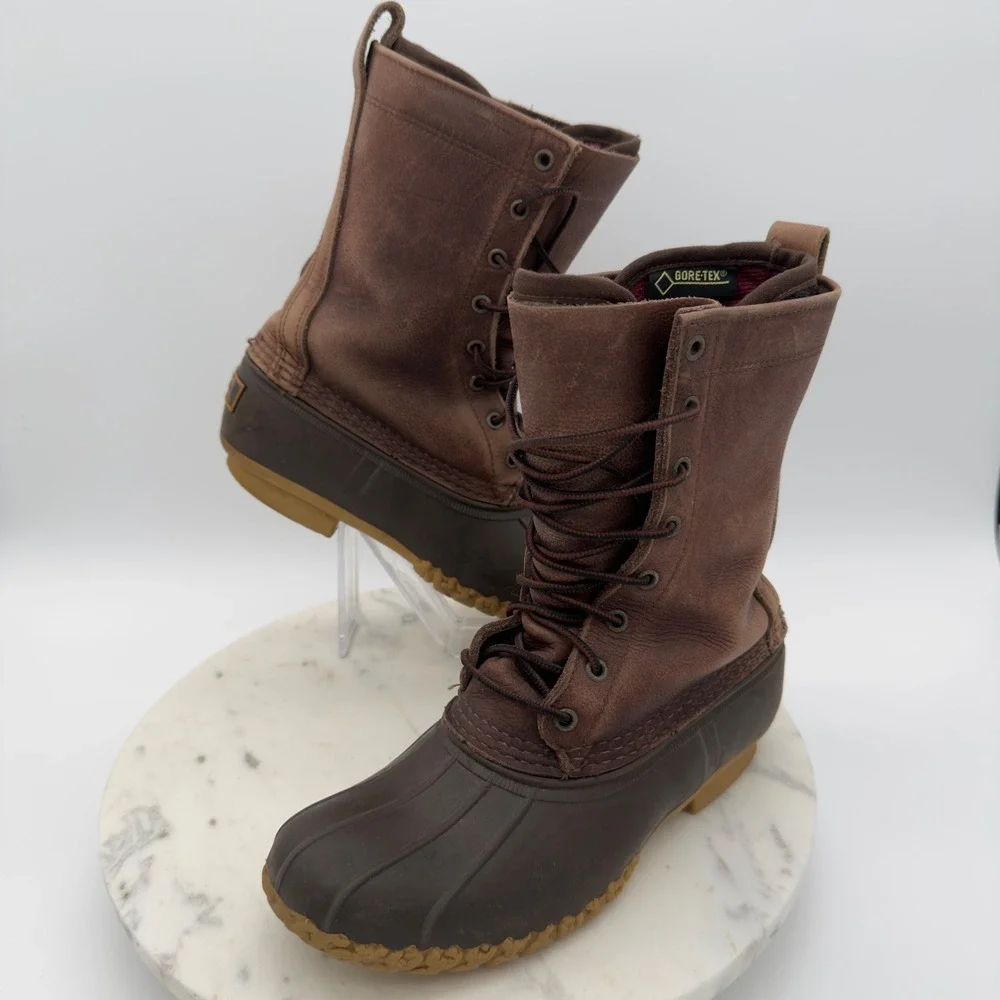 LL Bean Maine Hunting Shoe Mens 7M‎ Brown Gore Tex Thinsulate Duck Boots 10in